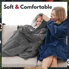 

WONTIVE Cozy Hooded Plush Thermal Blanket Unisex Comfortable Loose Nightgown Womens Mens Cotton Flannel Pajamas As Seen AS On TV