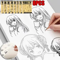 Книга для рисования персонажей аниме, 48 страниц для начинающих, нарисованные вручную контуры, практика отслеживания, живопись, товары для рукоделия — изображение 2