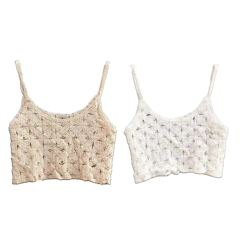 

Women Boho Knit Sweater Vest Hollow Crochet Plaid Sleeveless Camis Top Beachwear N7YE