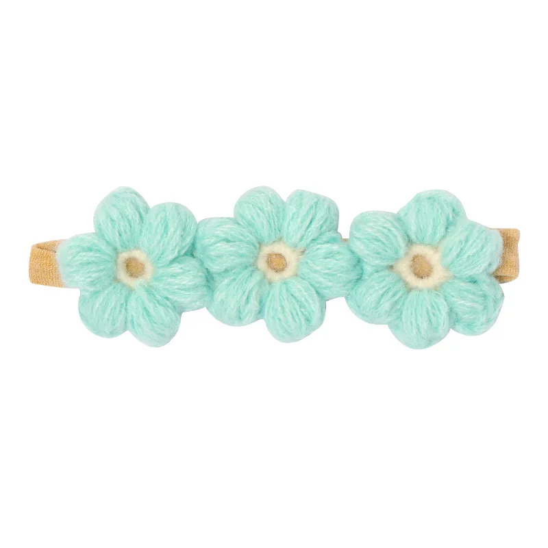 Kids Handmade Woolen Knitting Headbands Hairpins Baby Kawaii Flower Headwraps Girls Hair Accessories Newborn Photography