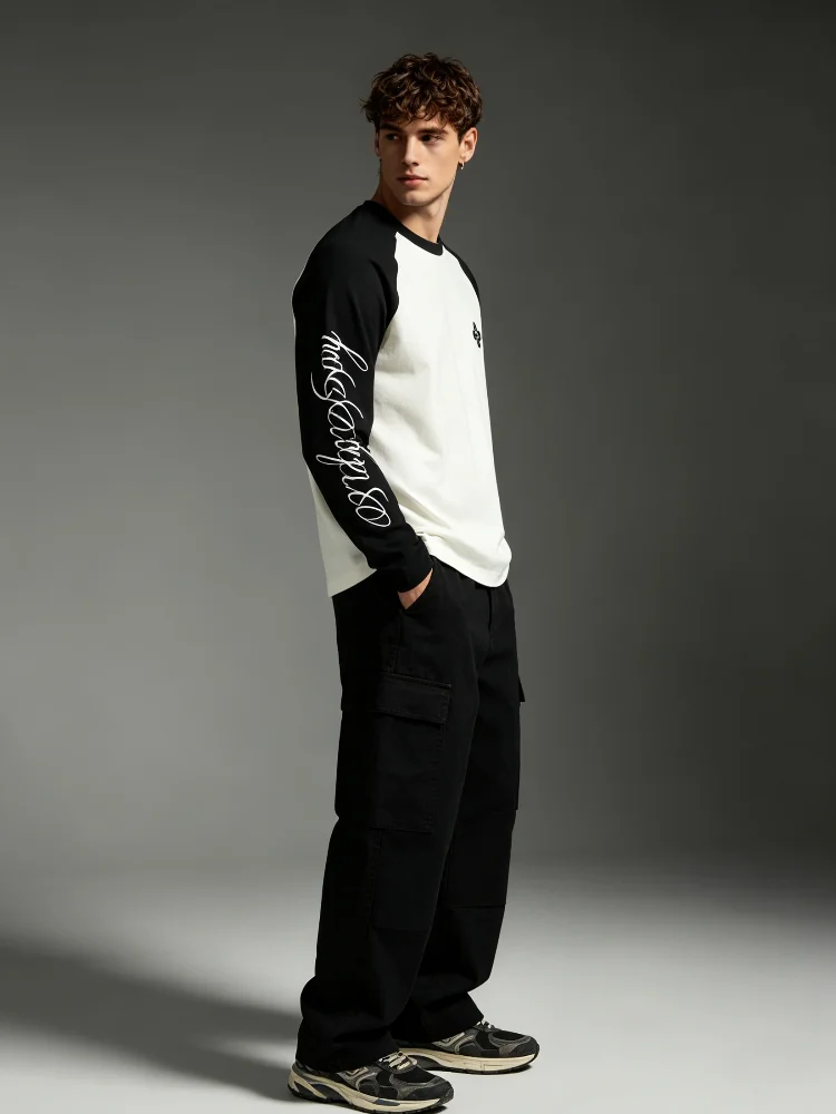 Unisex Hip-Hop Langarm-Oberteil Amerikanischer Streetwear-Stil Lockerer Rundhalsausschnitt mit Schriftzug-Print Modisch für Herbst und Winter