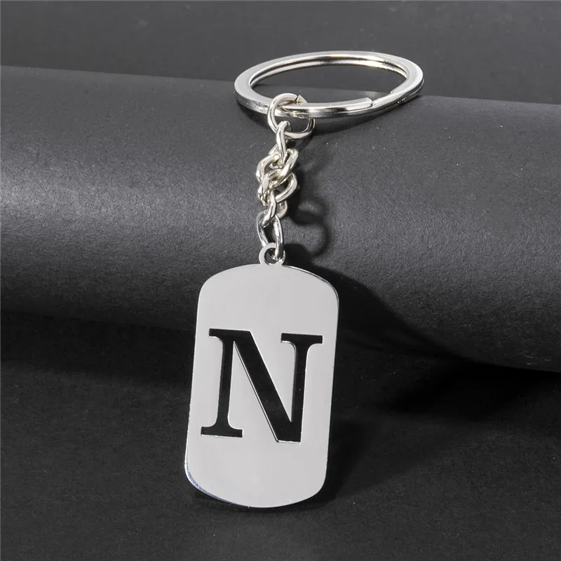 Silberne Buchstaben A-Z Schlüsselanhänger Aus Edelstahl – Personalisierbar, 26 Buchstaben, Im Samtbeutel