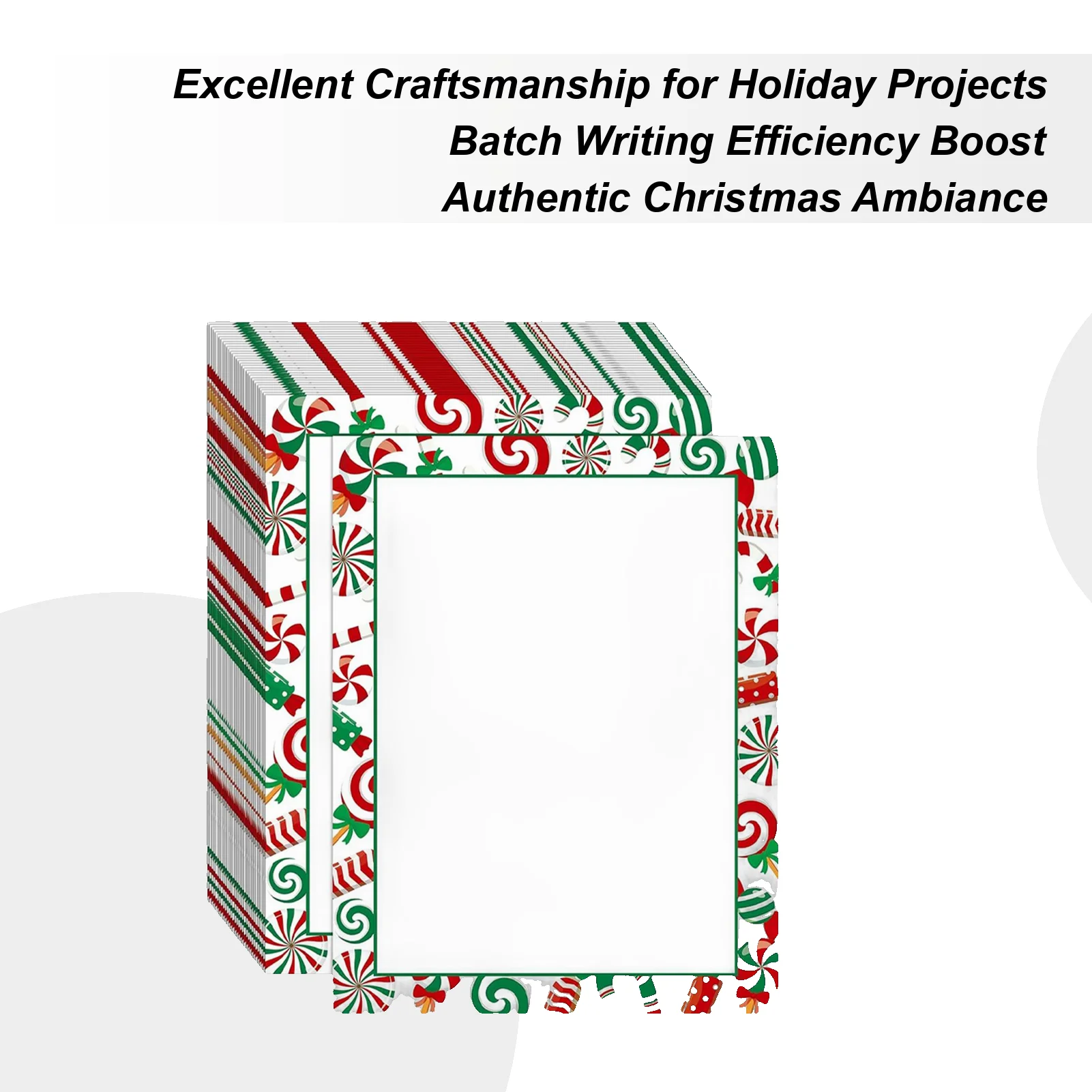 크리스마스 문구 용지 50장 테두리 디자인 휴일 용지 휴일 문구 용지 편지 메모 작성용 웨딩용