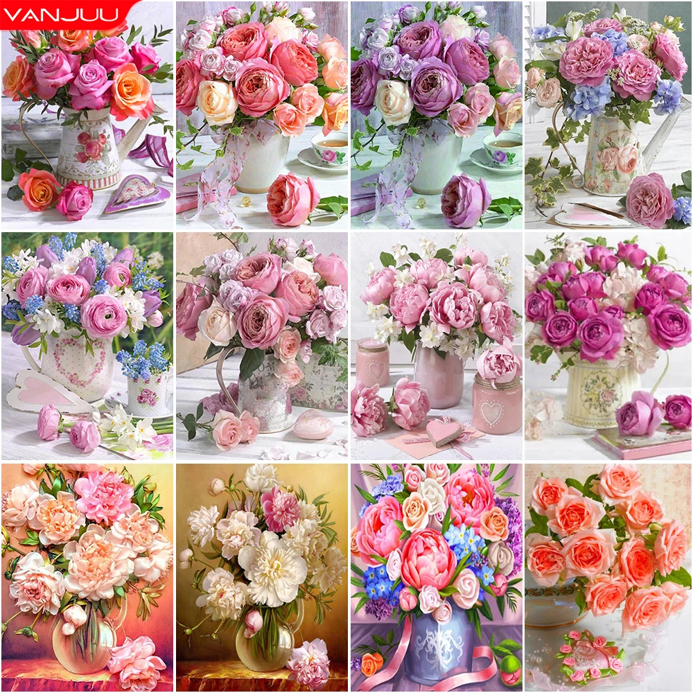 5D Diamond Painting Flower Full Diamond Tulip Rose DIY Diamond Mosaic Art Painting Cross Stitch Rhinestone Embroidery Home Decor
