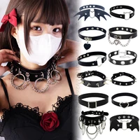 Collier ras du cou en cuir PU pour femme, chauve-souris noire, Punk, Sexy, serrure en forme de cœur, clé, pointe gothique, accessoires de Cosplay, bijoux de fête, nouveau 1