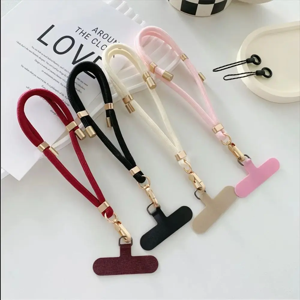 Fashion Adjustable Mobile Phone Lanyard Metal Nylon Anti-lost Phone Wrist Straps Universal Simple Keychain Pendant