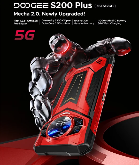 最強タフネススマホ DOOGEE S200 アンドロイド DOOGEE S200X 12GB 512GB 黒灰色 タフネススマホ