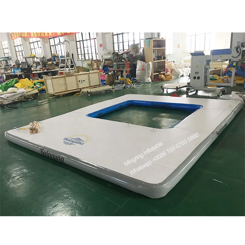 Inflatable Double Layer Dock, Floating Sea Pool Island, Yacht, Ocean Pool, 4x3m, 13x10ft