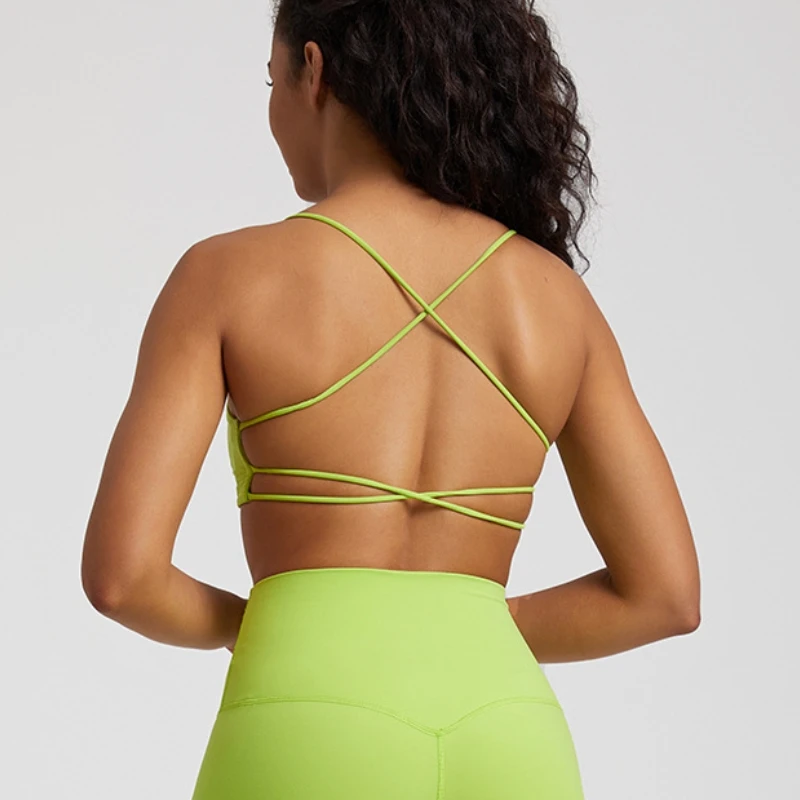 Sports Bra Women Gym Top Cross Back Yoga Crop Top Vest High Support Fitness Bralette Push Up Tight Soft Underwear With Chest Pad