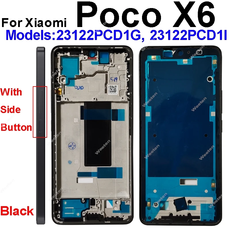 Middle Housing For Xiaomi Poco X6 X6Pro Back Cover Housing Front