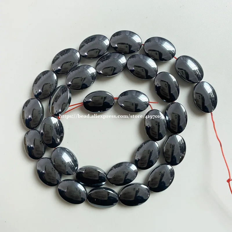 

Free Shipping Natural Stone No Magnetic Oval Shape Black Hematite Beads 10x14 13x18MM 15" Per Strand Pick Size For DIY Jewelry