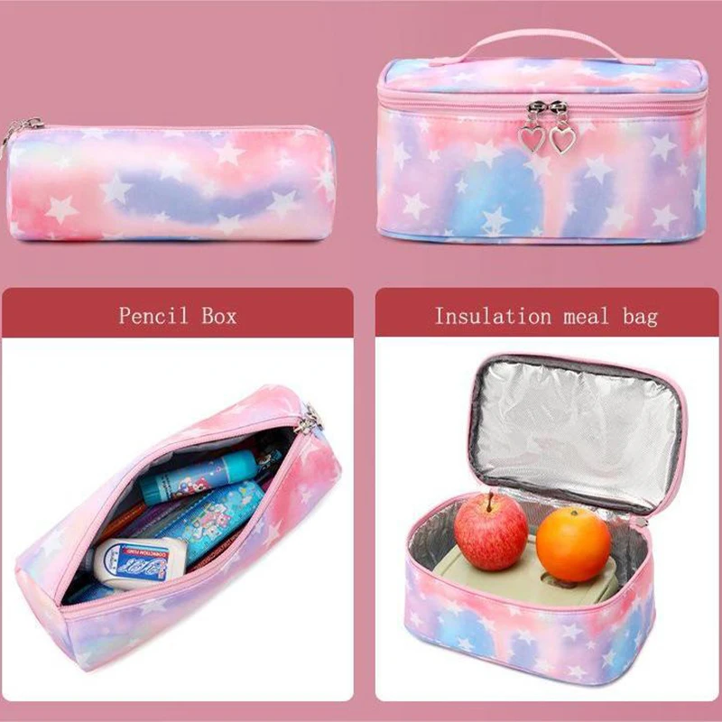 3pcs/set Children Backpack School Bag for Girls Schoolbags Waterproof Mochilas Escolares Lunchbox School Child with Pencil Case