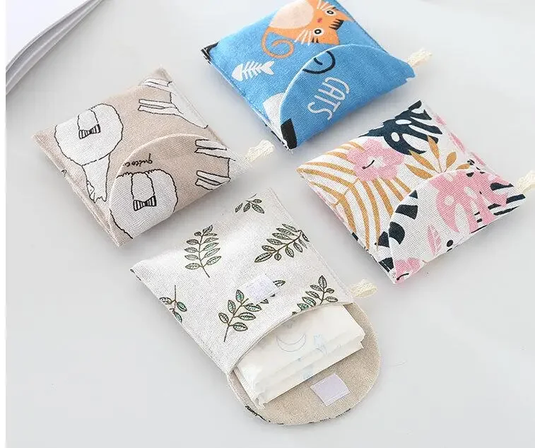 Description Picture 6 of itemNew Sanitary Pad Pouch Mini Folding Women Cute Bag for Gaskets Napkin Towel Storage Bags Pouch Case Sanitary Pad Organizer