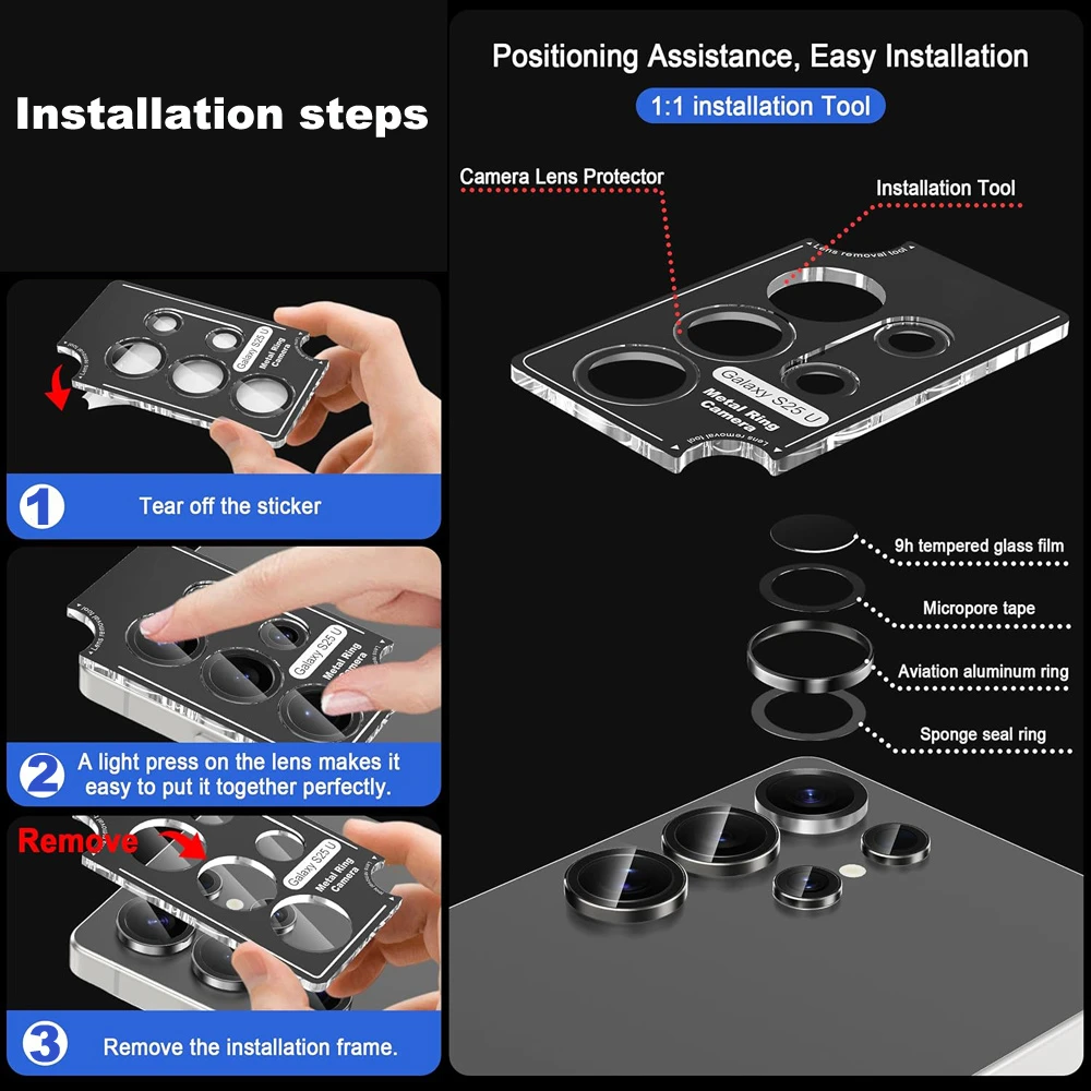 Premium Individual Metal Lens Protectors for Samsung Galaxy Ultra Series - Easy Installation