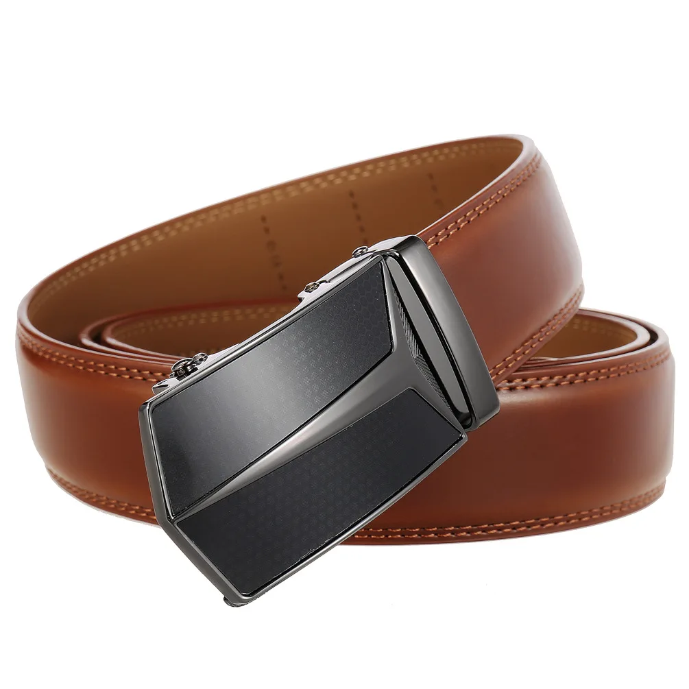 3.5cm Classic Business Office Black Brown Genuine Cow Leather Belts For Men Luxury Designer Automatic Buckle Formal Strap Male