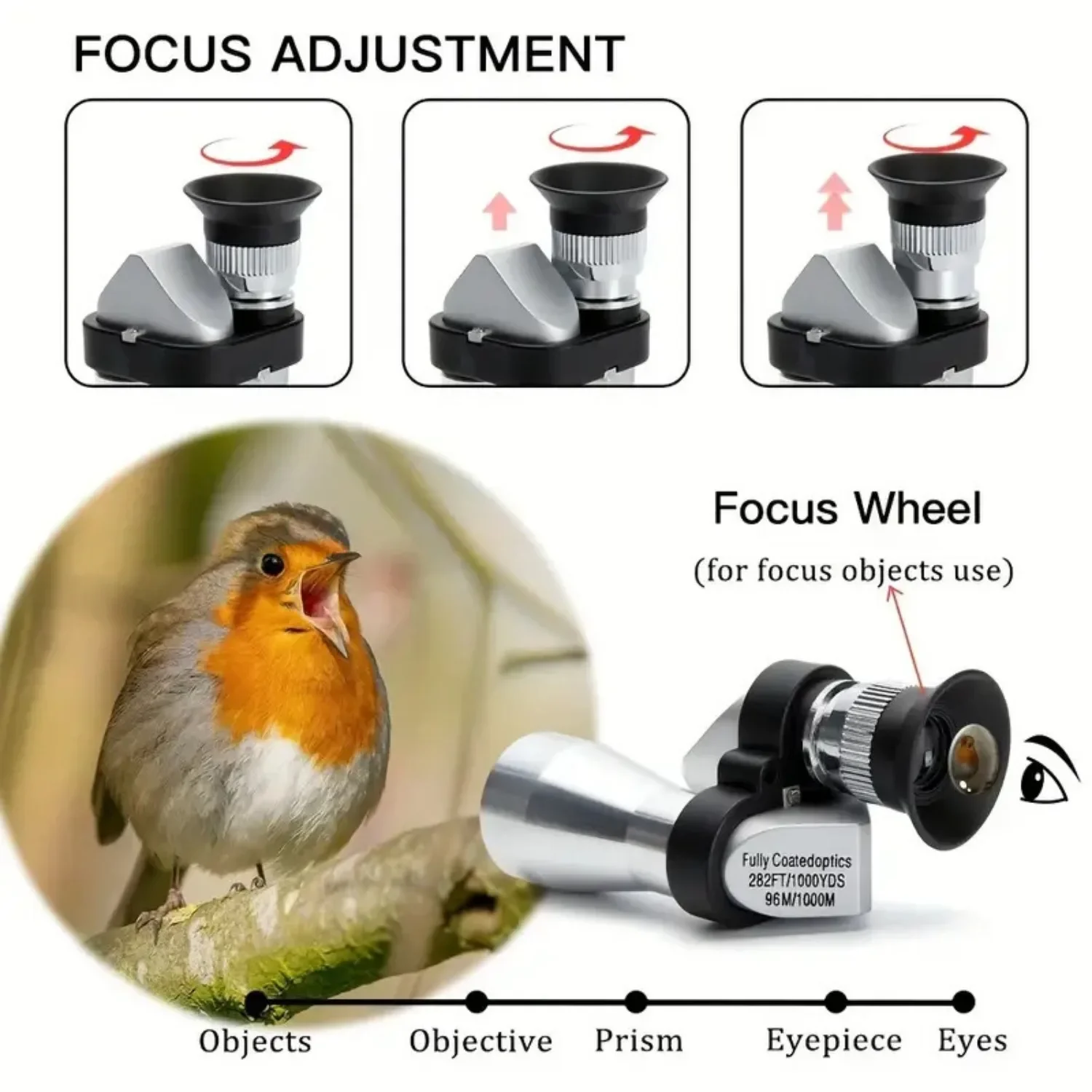 1 Set 8x20 HD Mini Pocket Focusing Monocular Outdoor Portable Telescope for Hunting Camping Mountaineering Hike Birdwatching 3