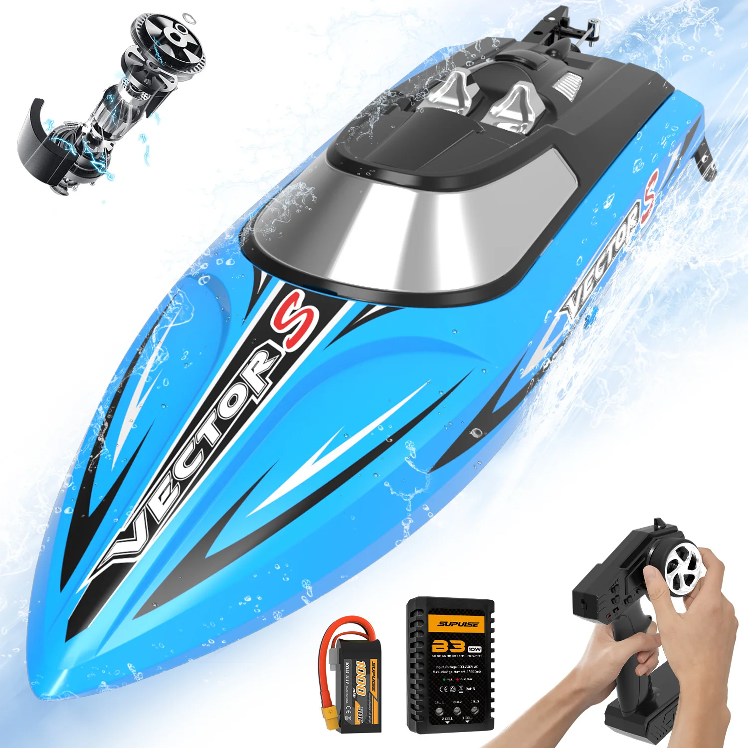 Orans Remote Control Boat Brushless 50km High-Speed Remote Control Speedboat Water Splashing Electric Remote Control Boat Kids 6
