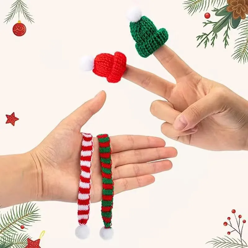 10Pcs Mini Christmas Hat Christmas Table Tree Decorations Ornament Wine Bottle Decoration Doll Accessories