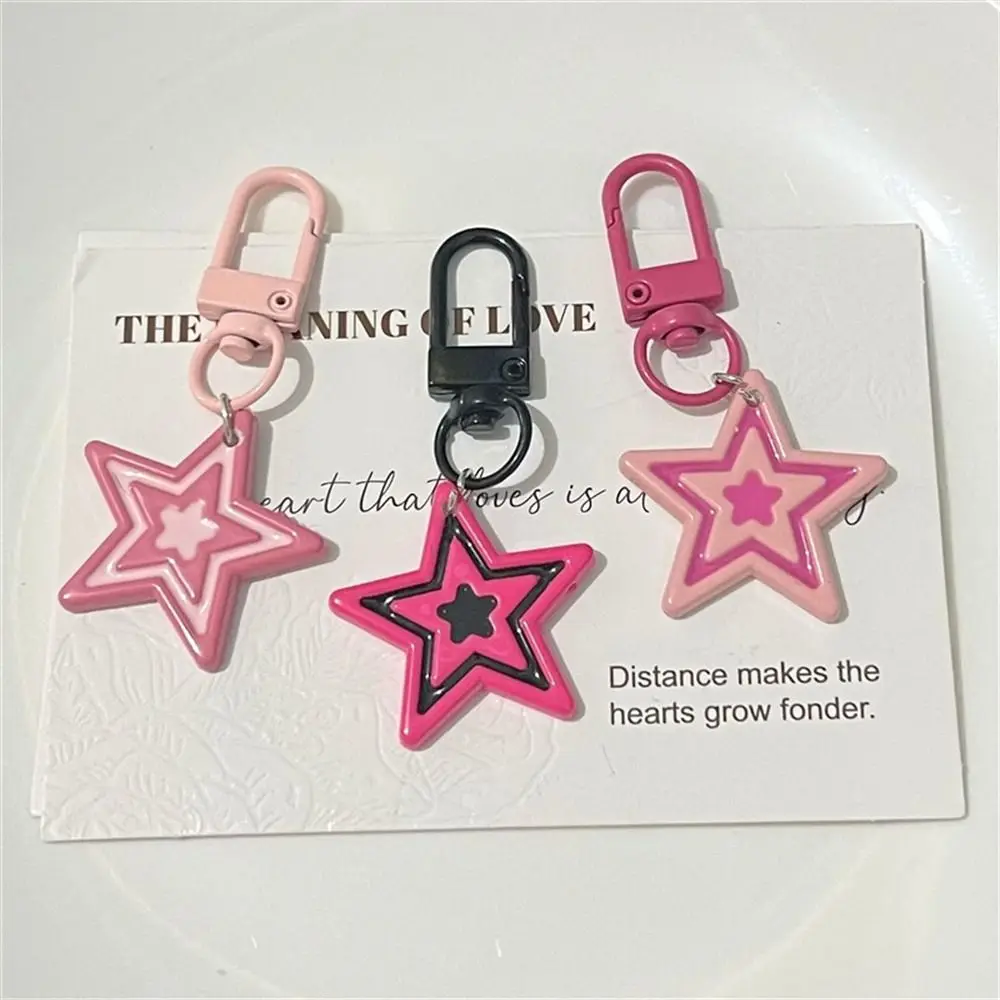 

Fashion Rose Pink Star Keychain Y2k Girls Keychain Bag Car Jewelry Pendant Cartoon Hundred Keychain