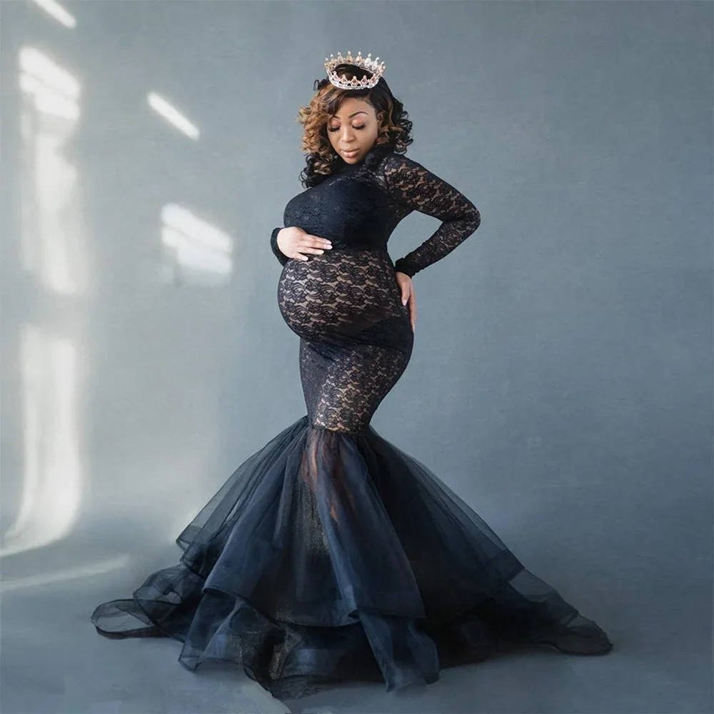 

Новые черные сексуальные платья для беременных для фотосъемки платье для беременных с длинным рукавом и высоким воротом для фотосъемки платье для беременных