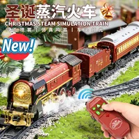 Smoke Simulation Steam Retro Model Train Electric Rail Car 2.4Ghz Remote Control Train Toys With Smokes, Light & Sound 1