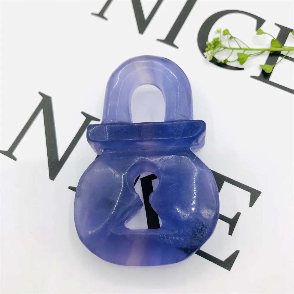 

1PC Natural Fluorite Lock Quartz Hand Carved Angel Crystals Stones Healing Mineral Ornaments Meditation Craft Home Decoration