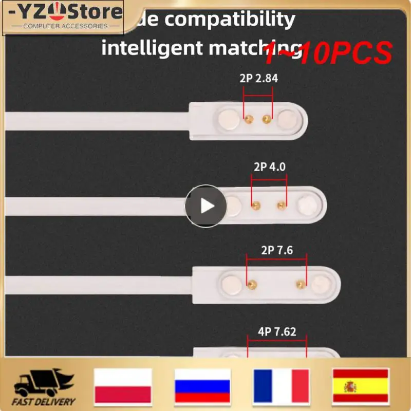 

1 ~ 10 шт. Новый Универсальный шнур зарядного устройства для умных часов, Магнитный зарядный кабель 2 Pin 4 Pin USB зарядное устройство для умных часов 7,62 мм 2,84 мм 4 мм