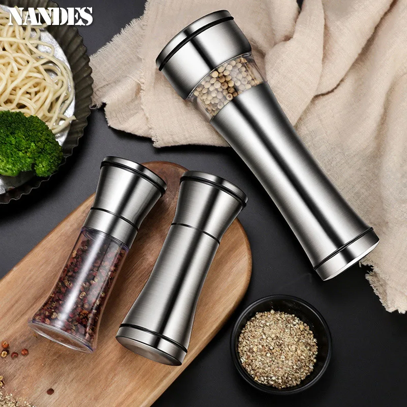 Salt Pepper Mill Stainless Steel Manual Adjustable Spice Grinding Containers salt and pepper grinder pepper grinder nut spice grinder herb spice grinder