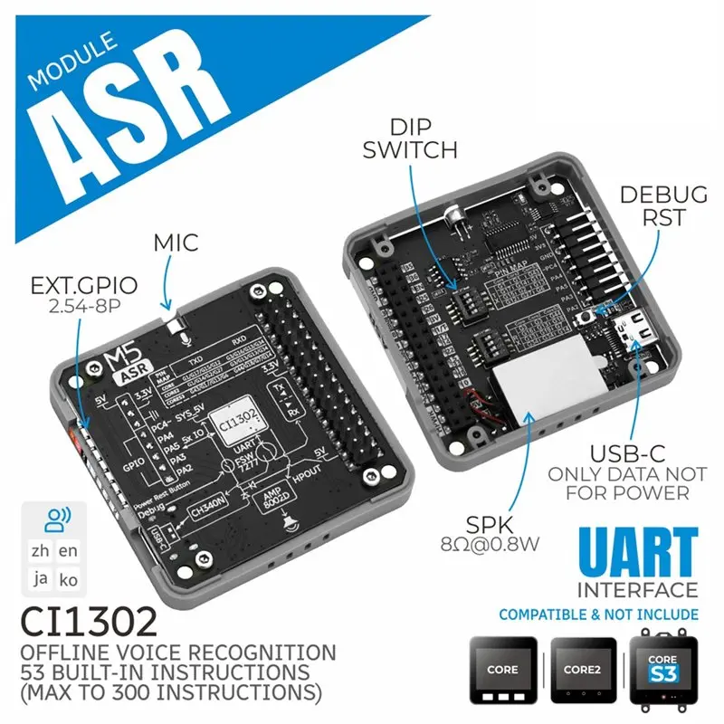 AI 지능형 오프라인 AI 어시스턴트용, 스마트 홈 음성 모듈 ASR 모듈 CI1302 칩, 마이크 내장 AEC