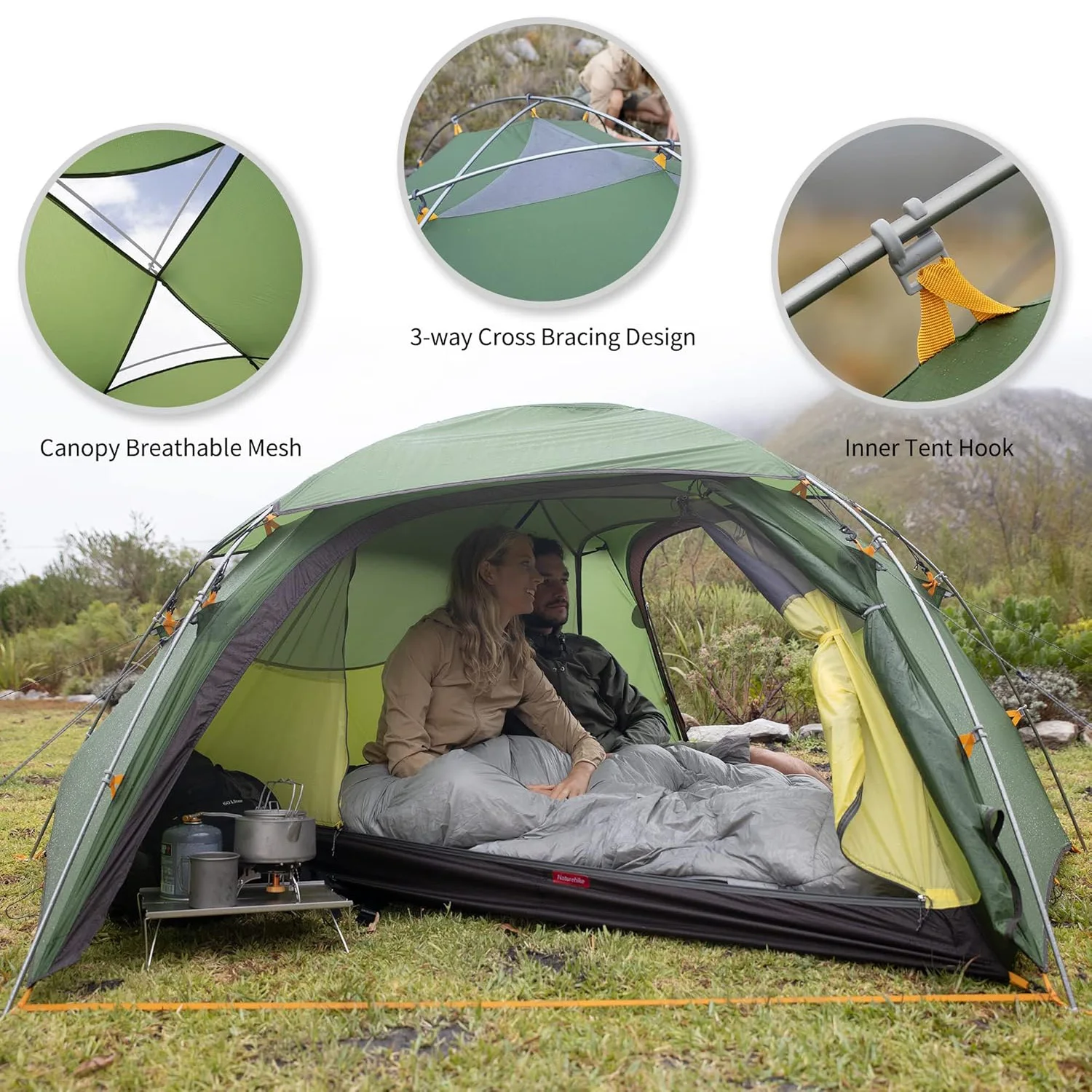 Cloud Peak 2 Tent Ultralight Waterproof Camping Tent 4 Season Backpacking Traveling for 2-3 people T-zipper