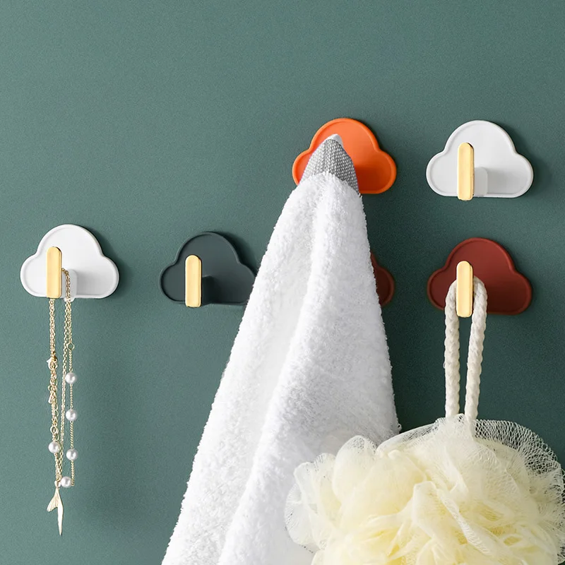

4Pcs Multipurpose Storage Accessories Wall Hook Adhesive Hook Punch Free Cloud Shaped Wall Hanging