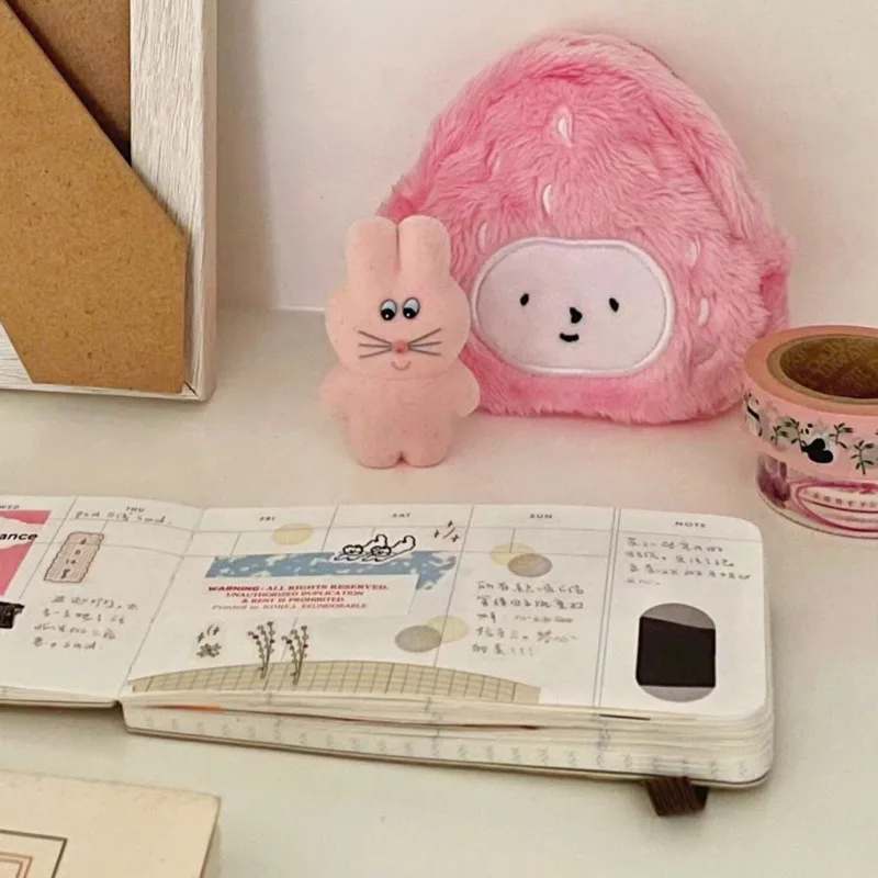 Kawaii Small Plush Coin Purse Pink Lipstick Headphone Small Bags Storage Bags Mini Bag Girl Purses Cute Keychain Bag For Women