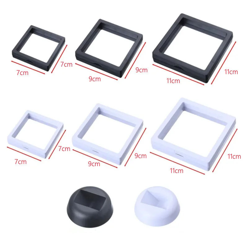 1pcs Square 3D Floating Jewelry Coin Shells Gems Minerals Rocks Specimen Display Frame Holder Box Case Stand Home Decoration