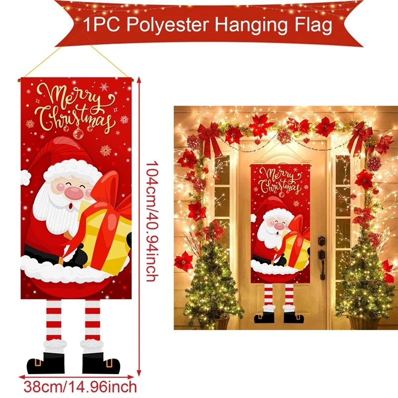 thumbnail image 1 of Bandera colgante de Papá Noel, decoraciones navideñas para el hogar, adornos navideños 2024, regalos de Navidad y Año Nuevo 2025, 1 of 5