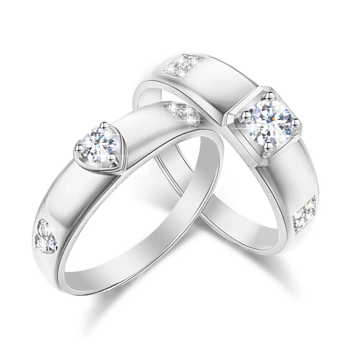 

Szjinao Sterling Silver 925 Moissanite Diamond Couple Rings For Lovers Matching Wedding Jewelry Set With Certificate 2023 Trendy