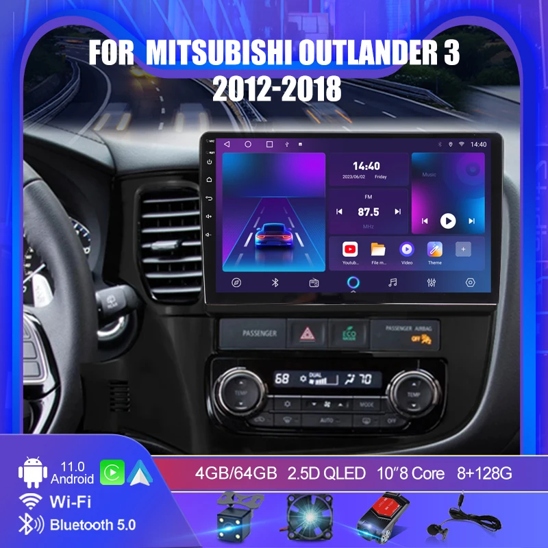 

Автомагнитола 8 грамм + 128 грамм для MITSUBISHI OUTLANDER3 2012-2018, 2 din, Android 10,0, 4G, сетевой мультимедийный видеоплеер, BT, FM, Wi-Fi, carplay