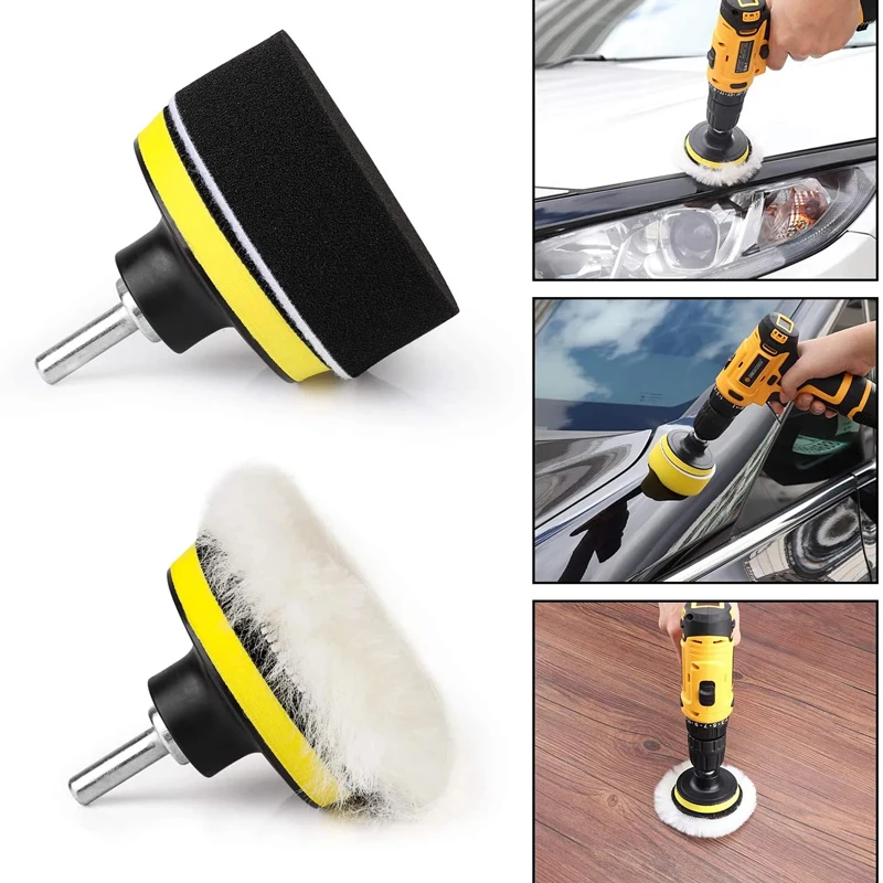 11Pcs/Set Polishing Sponge Plate Set Imitation Plush Waxing Cleaning Sponge Wheel Car Beauty Electric Drill Polishing Disc 3