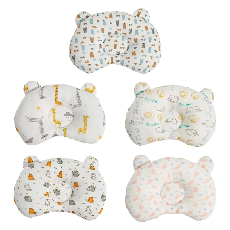 67JC Cartoon Bear Ear Design Infant Pillow Naptime Pillows Bedding Room Decors baby bedding comforting pillow puppy cute bear cylindrical pillows newborn side sleeping anti startle crib bedding surround