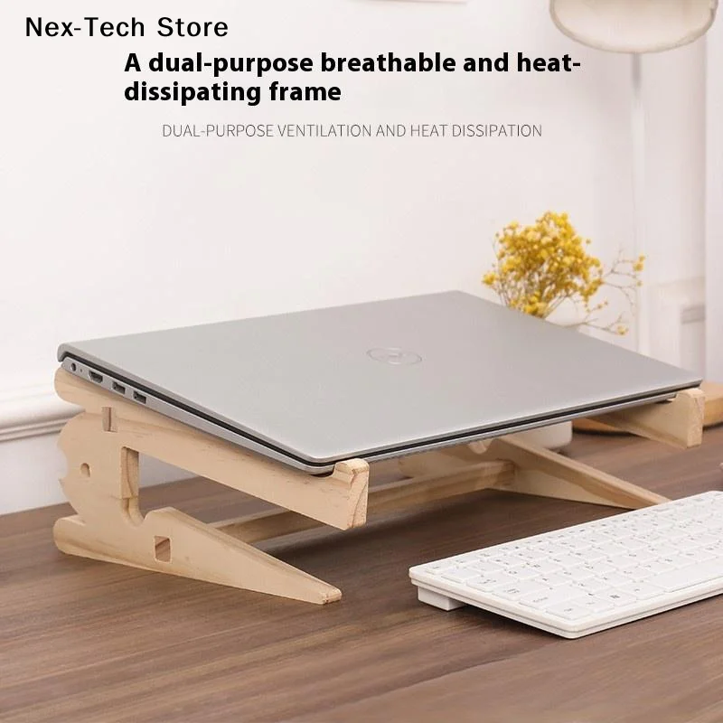 1Pcs 나무 노트북 스탠드 조립식 노트북 냉각 브래킷용 랩데스크 라이저 강화 지지대