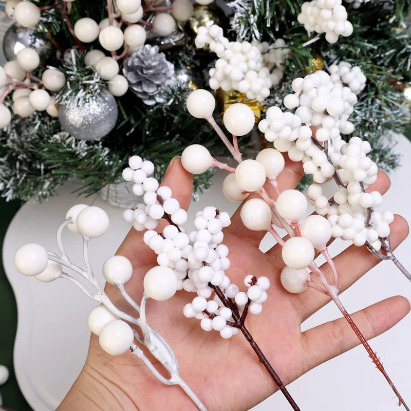 Description Picture 5 of item4/40PCS Artificial White Berries Stems Christmas Berry Branches Fake Fruit Flowers DIY Wedding Party New Year Home Decorations