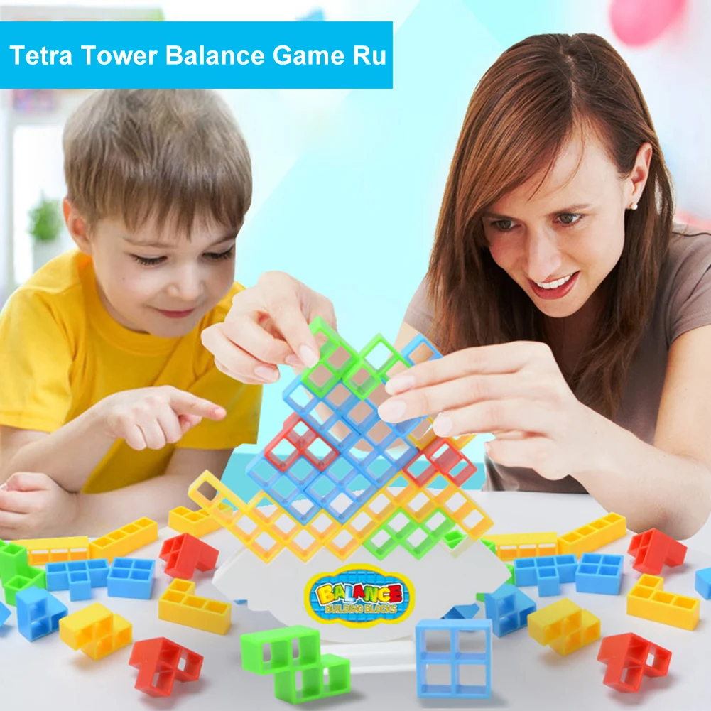 Juego De Equilibrio Tetra Tower De 32 Piezas – Bloques Apilables De Colores, Con Base Y 22 Tarjetas De Retos, Ideal Para Desarrollar La Coordinación Y Creatividad, Para Niños De 3+ Años