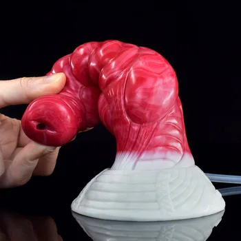 2022 New Large Dog Knot Ejacultion Dildo With Sucker Spray Liquid Function Red Silicone Squirting Penis Sex Toys For Women Men 3