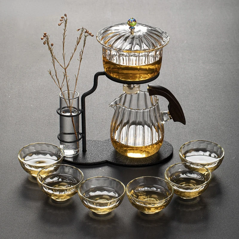 

Креативная Цветочная композиция, стеклянный семейный чайник, для приготовления чая Pu'er, ароматизированный чайный набор кунг-фу, заварка для питья