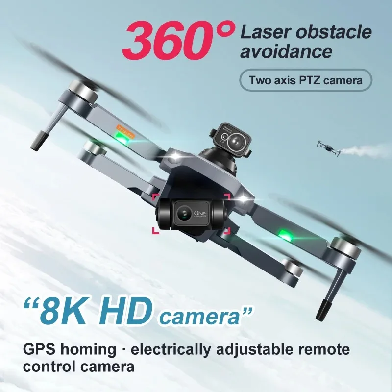 Vue rapprochée du drone RG101 PRO/MAX montrant son système de détection d'obstacles 360°
