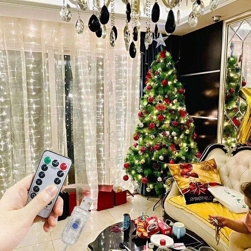 Indoor/Outdoor 3m/4m/6m 8 Lighting Modes LED Curtain Garlands Fairy Lights,Christmas Tree Garden Xmas Party Wedding Decoration