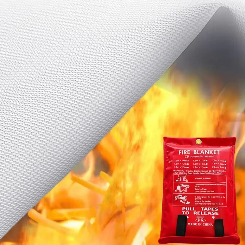 1/1.2/1.5/2M Fire Blankets Square Durable Suppression Emergency Survival Kit Fiberglass Retardant Fire