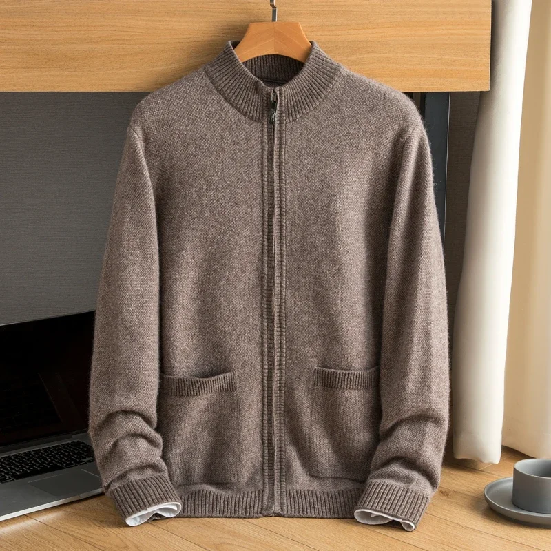 

new arrival high quality fashion 100% Cashmere Sweater Men's Large Thick Needle Knitted Double Strand Thickened Coat size S-6XL