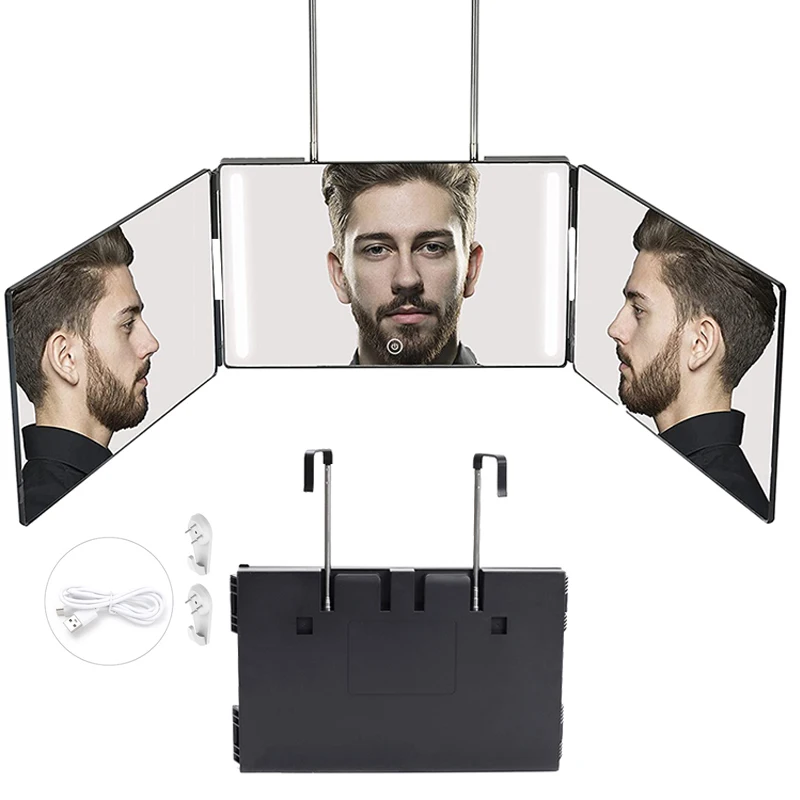 3 Way Mirror for Self Hair Cutting 360° Mirror with LED Lights, Trifold Self Haircut Mirror Rechargeable with Height Adjustable hot sale cheap price new products 2 wheel 10 inch vacuum tyre electric self balancing scooter smart hoverboardwith led lights