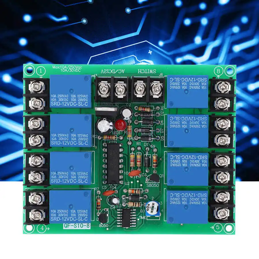 8 Channels Power Time Sequence Board 0.2 4S Adjustable Sequential