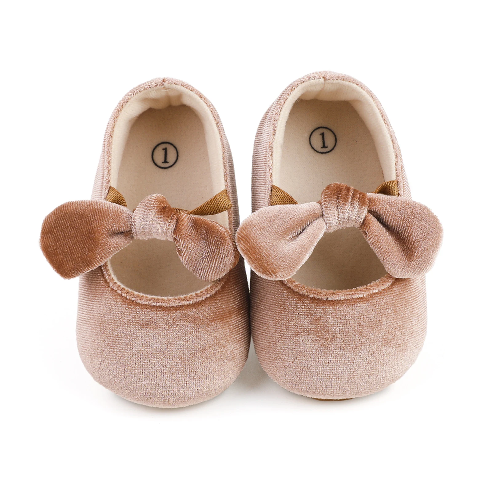 Pudcoco Baby Girls Mary Jane Flats Bowknot Princess Dress Shoes Non-Slip Velvet Crib Shoes for Infants 0-18M